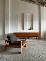 CARL STRAUB ARMCHAIR & 2-SEATER SOFA SET ASH WOOD, GERMANY 1960s