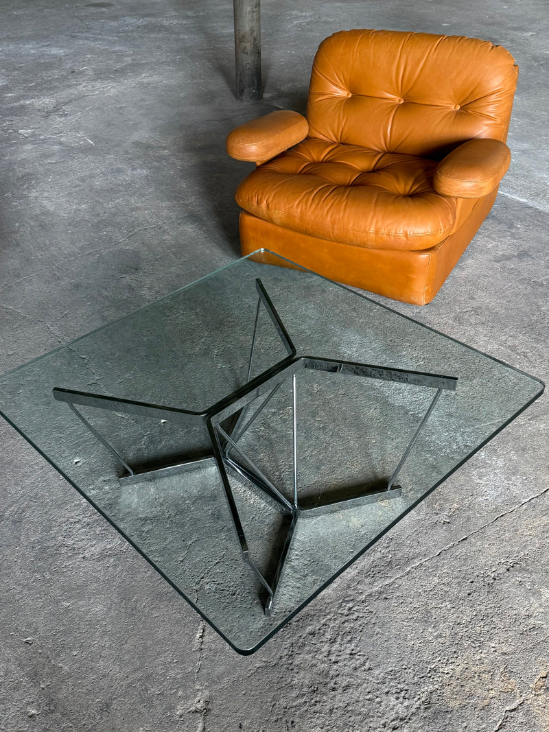 GEORGE NELSON FOR HERMAN MILLER „CATANERY“ COFFEE TABLE GLASS CHROMED STEEL, USA 1960s