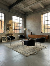 SET OF 4 ARRBEN „PAMELA“ CANTILEVER CHAIRS IN BLACK SADDLE LEATHER & TUBULAR STEEL, ITALY 1980s