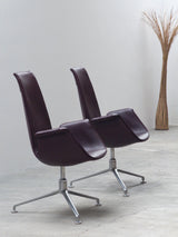 FABRICIUS & KASTHOLM FOR KNOLL ‚FK LOUNGE CHAIR 6725‘ LEATHER ALUMINIUM SWIVEL ARMCHAIR