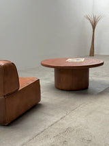DE SEDE COFFEE TABLE COGNAC LEATHER, SWITZERLAND 1970s