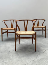 HANS WEGNER FOR CARL HANSEN & SONS „CH24“ WISHBONE CHAIRS OAK PAPERCORD EARLY EDITION, DENMARK 1950S