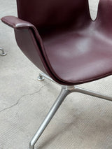 FABRICIUS & KASTHOLM FOR KNOLL FK LOUNGE CHAIR 6727-3G LEATHER ALUMINIUM SWIVEL ARMCHAIR