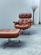 Martin Stoll für Giroflex „Lounge Chair“ mit Ottoman Cognac Leder Chrom Schweiz 1960er Jahre