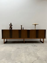 MIDCENTURY BOG OAK SIDEBOARD WITH 4 DOORS AND HIDDEN DRAWERS, 1960s