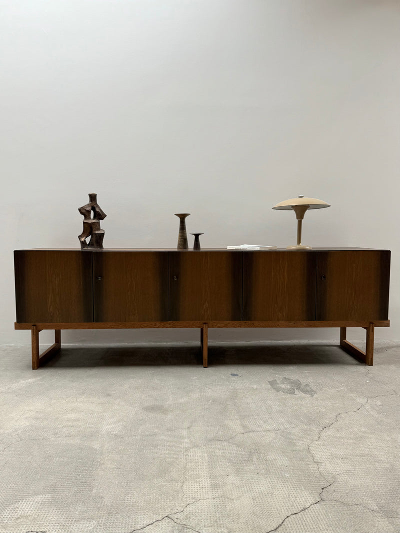 MIDCENTURY BOG OAK SIDEBOARD WITH 4 DOORS AND HIDDEN DRAWERS, 1960s