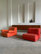 SET OF 2 JO OTTERPOHL FOR COR LOUNGE ARMCHAIRS RED & ORANGE, GERMANY 1960s