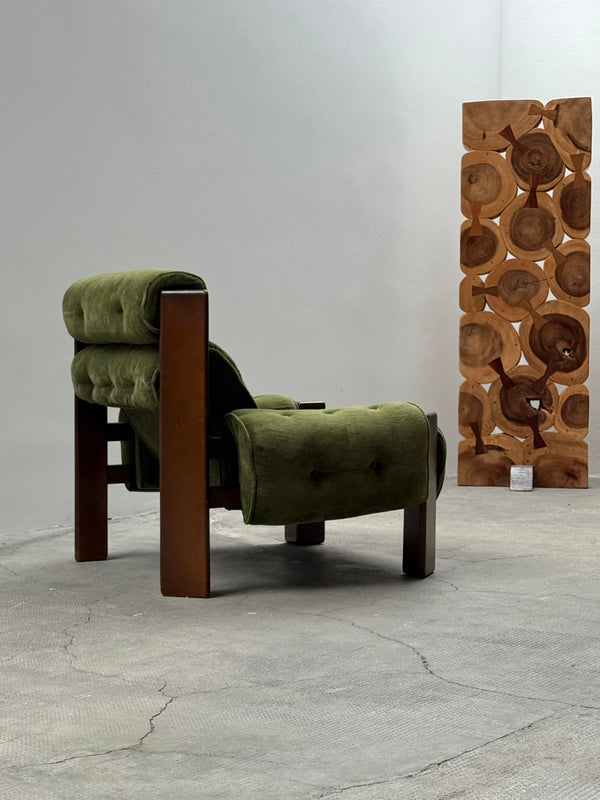 GREEN BRAZILIAN TERRY CLOTH ARMCHAIR, 1970s