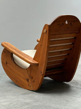 WASA ROCKING CHAIR XL SOLID PINE WOOD BRUTALIST, GERMANY 1980s