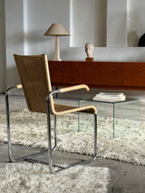 SET OF 2 TECTA D20 RATTAN TUBULAR STEEL CANTILEVER CHAIRS, GERMANY 1980s