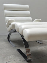 COR ‚SINUS‘ CANTILEVER LOUNGE CHAIR WHITE LEATHER CHROMED PLATED STEEL, GERMANY 1970s