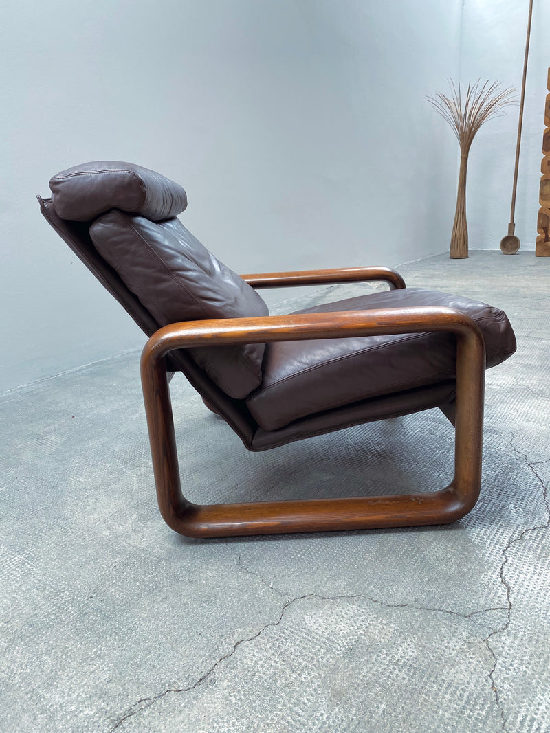 BURKHARD VOGTHERR FOR ROSENTHAL STUDIOLINE „HOMBRE“ ARMCHAIR & 3-SEATER SOFA ASH WOOD LEATHER, GERMANY 1970s