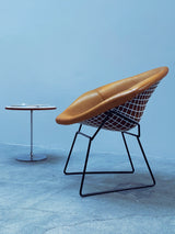 Harry Bertoia für Knoll International „Diamond Chair“ mit cognacfarbenem Lederbezug 1960er Jahre