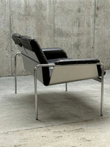 RARE TUBULAR STEEL, ALUMINIUM & BROWN LEATHER 2-SEATER SOFA, GERMANY 1960s