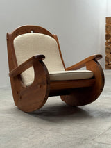 WASA ROCKING CHAIR XL SOLID PINE WOOD BRUTALIST, GERMANY 1980s