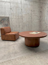 DE SEDE COFFEE TABLE COGNAC LEATHER, SWITZERLAND 1970s