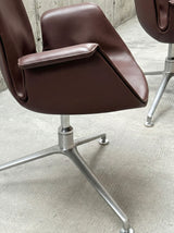 FABRICIUS & KASTHOLM FOR KNOLL FK LOUNGE CHAIR 6727-3G LEATHER ALUMINIUM SWIVEL ARMCHAIR