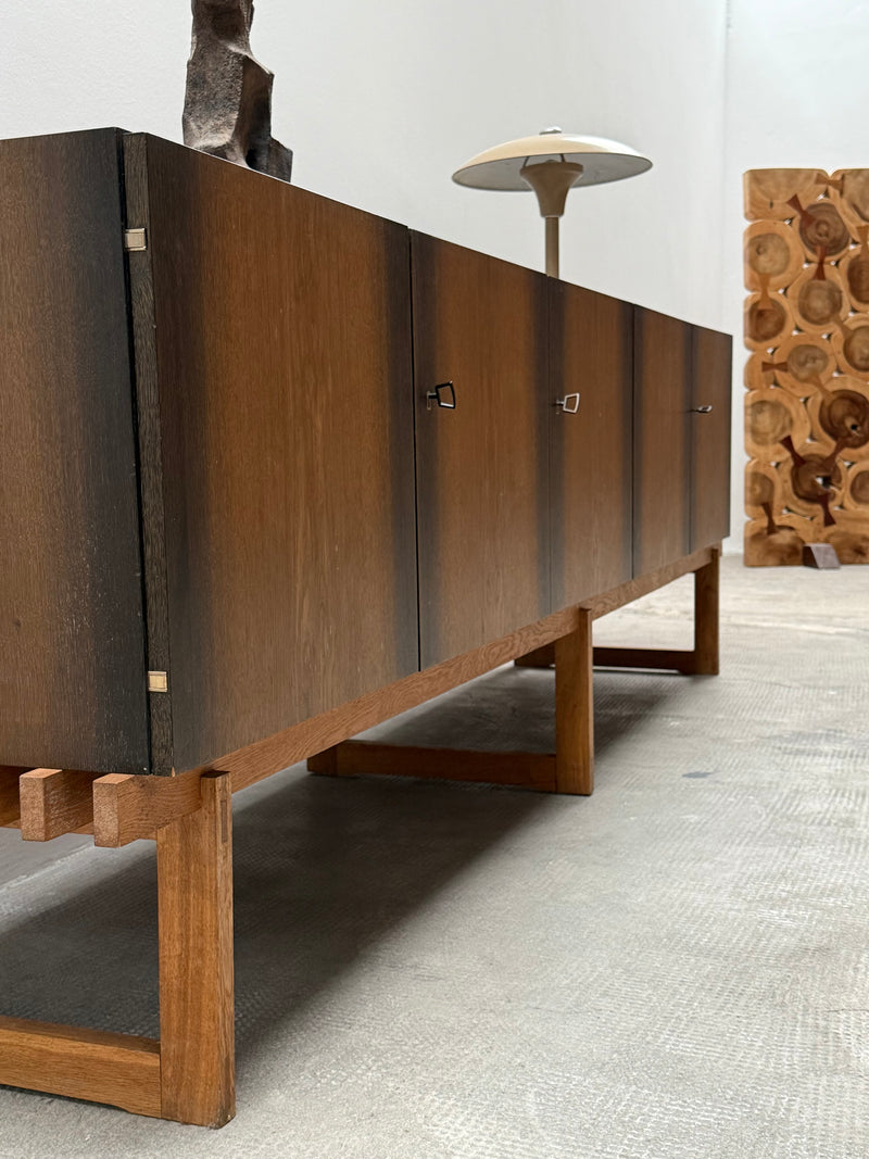 MIDCENTURY BOG OAK SIDEBOARD WITH 4 DOORS AND HIDDEN DRAWERS, 1960s