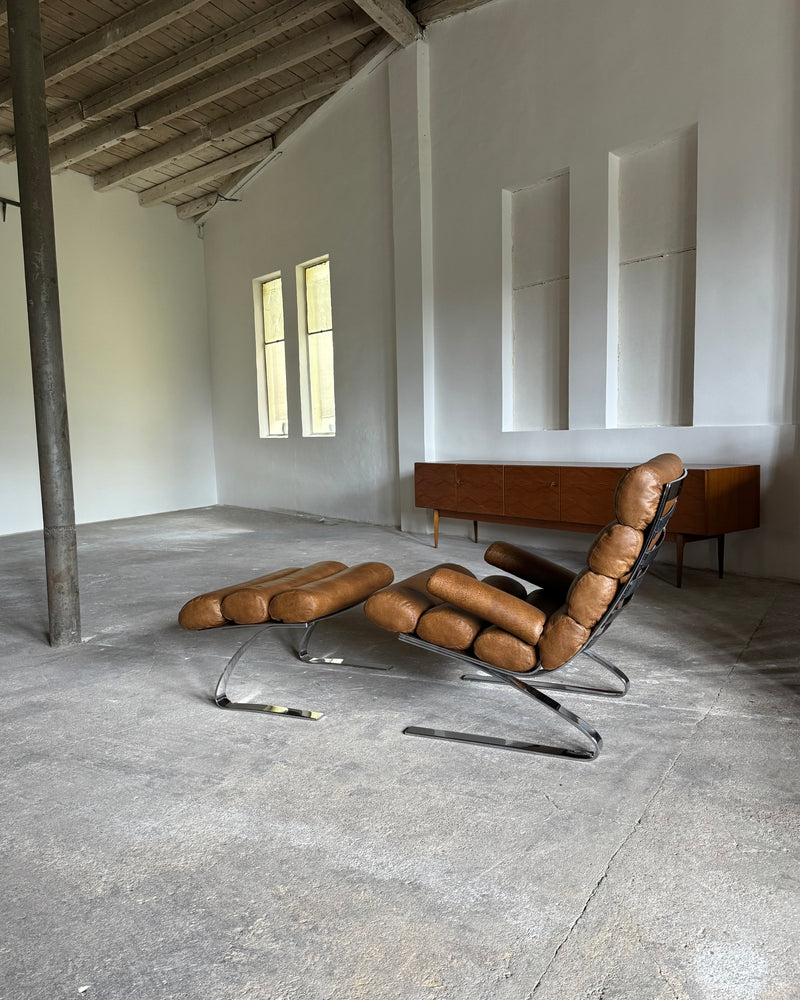 COR SINUS CANTILEVER LOUNGE CHAIR LEATHER CHROME PLATED STEEL, GERMANY 1970s