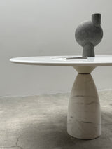 PETER DRAENERT „FINALE 1790“ WHITE LASS MARBLE DINING TABLE ROUND 140cm, GERMANY 1970s