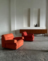 SET OF 2 JO OTTERPOHL FOR COR LOUNGE ARMCHAIRS RED & ORANGE, GERMANY 1960s