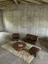 DE SEDE COFFEE TABLE COGNAC LEATHER, SWITZERLAND 1970s