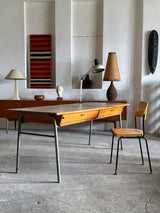 INDUSTRIAL DESK WOOD STEEL 2 COMPARTMENTS, GERMANY 1950s