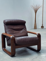 BURKHARD VOGTHERR FOR ROSENTHAL STUDIOLINE „HOMBRE“ ARMCHAIR & 3-SEATER SOFA ASH WOOD LEATHER, GERMANY 1970s
