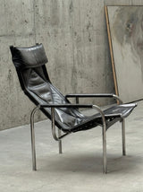 HANS EICHENBERGER FOR STRÄSSLE LOUNGE ARMCHAIR& STOOL LEATHER, SWITZERLAND 1970s