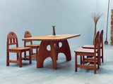 WASA DINING TABLE & 4 CHAIRS SOLID PINE BRUTALIST, GERMANY 1980S