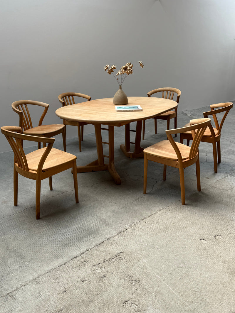 TEAM 7 DINING TABLE & 6 CHAIRS SOLID ALDER WOOD, AUSTRIA 1990s