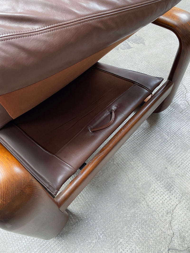 BURKHARD VOGTHERR FOR ROSENTHAL STUDIOLINE „HOMBRE“ ARMCHAIR & 3-SEATER SOFA ASH WOOD LEATHER, GERMANY 1970s
