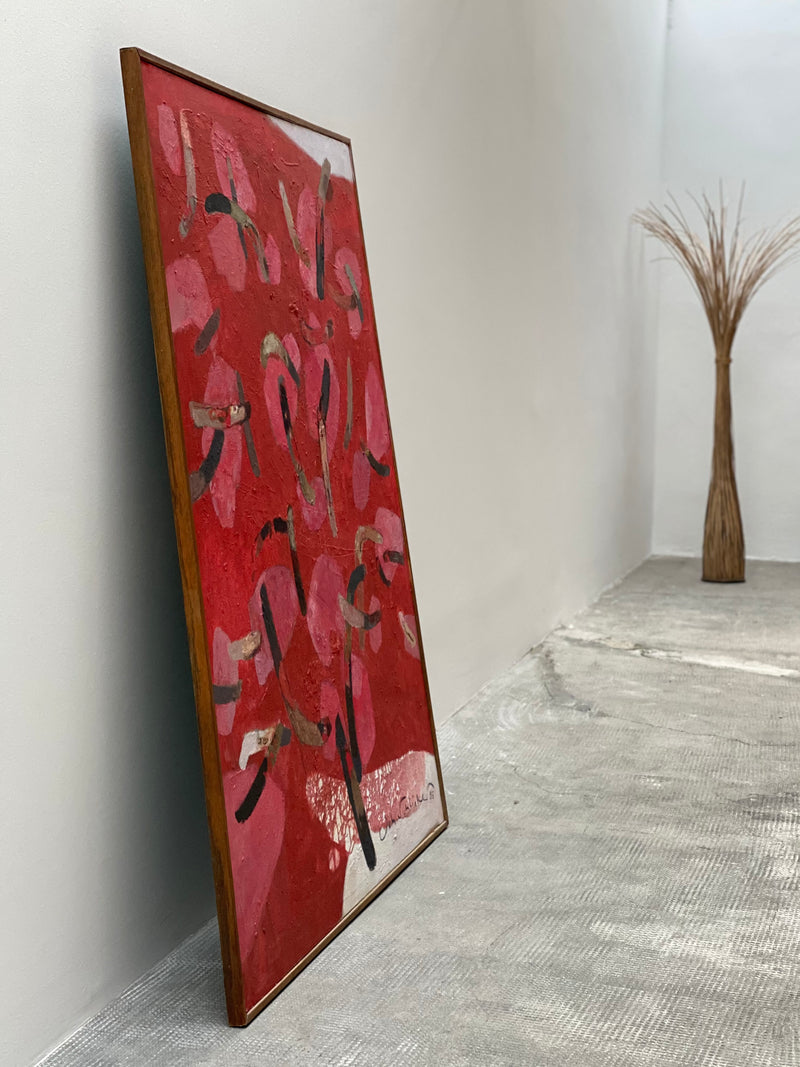 „VERZWEIGT VOR ROT“ - SCHLICKER, JOHANNES OIL ON CANVAS 150x110cm 1985