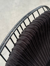 CEES BRAAKMAN & ADRIAAN DECKER FOR PASTOE „FM06“ WIRE CHAIRS TEAK ARMREST VELVET CORDUROY, NETHERLANDS 1950s