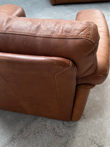 ROCHE BOBOIS ARMCHAIR & SOFA SET BUFFALO LEATHER, FRANCE 1970s