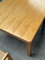 DERK JAN DE VRIES FOR MAISA DE SEVESO DINING TABLE & 4 CHAIRS SET ASH WOOD RATTAN, ITALY 1970S