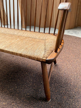 ARNO LAMBRECHT FOR WK-MÖBEL SPINDLE BENCH WOOD RUSH, GERMANY 1950s