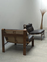 PAIR OF CARL STRAUB „SAFARI“ ARMCHAIRS IN LEATHER & BENTWOOD, GERMANY 1960s