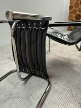 HANS EICHENBERGER FOR STRÄSSLE LOUNGE ARMCHAIR WITH STOOL LEATHER TUBULAR STEEL, SWITZERLAND 1970s