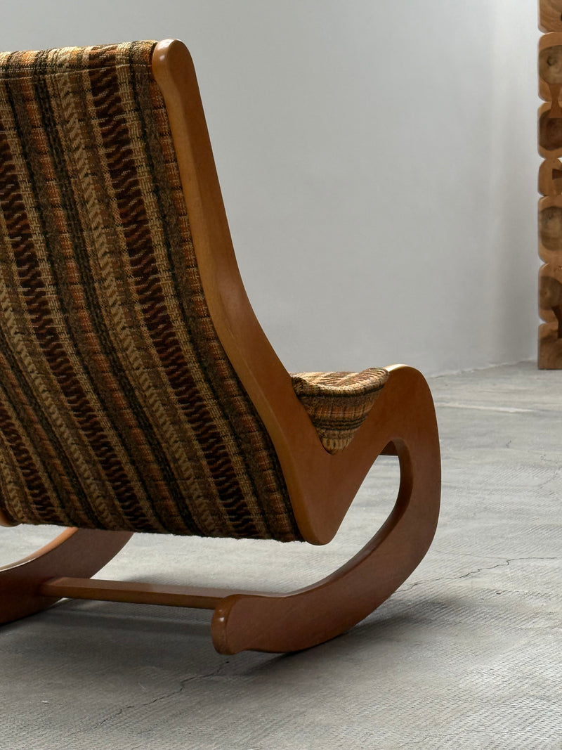 CASALA MIDCENTURY ROCKING CHAIR BEECH WOOD BOUCLÉ, GERMANY 1960s