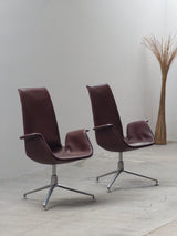 FABRICIUS & KASTHOLM FOR KNOLL ‚FK LOUNGE CHAIR 6725‘ LEATHER ALUMINIUM SWIVEL ARMCHAIR