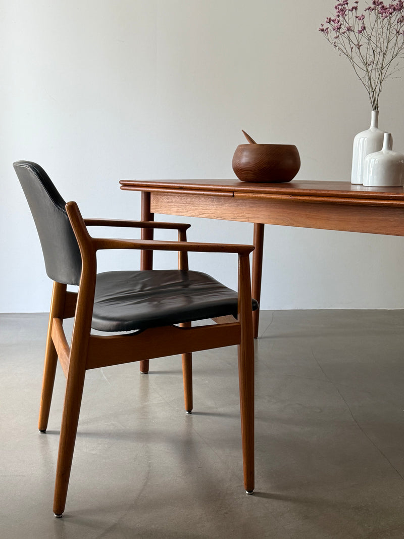 ARNE VODDER FOR SIBAST MØBLER TEAK LEATHER ARMCHAIRS „62A“, DENMARK 1960S
