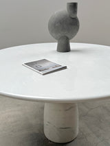 PETER DRAENERT „FINALE 1790“ WHITE LASS MARBLE DINING TABLE ROUND 140cm, GERMANY 1970s