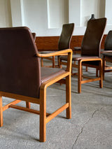 L. OLSEN & SØNS MØBELFABRIK TEAK LEATHER DINING CHAIRS, DENMARK 1960s
