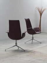 FABRICIUS & KASTHOLM FOR KNOLL ‚FK LOUNGE CHAIR 6725‘ LEATHER ALUMINIUM SWIVEL ARMCHAIR