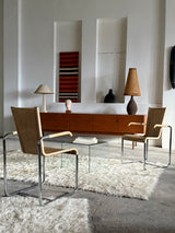 SET OF 2 TECTA D20 RATTAN TUBULAR STEEL CANTILEVER CHAIRS, GERMANY 1980s