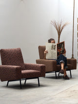 SET OF 2 PIERRE GUARICHE FOR AIRBORNE „G10“ ARMCHAIRS, FRANCE 1950s