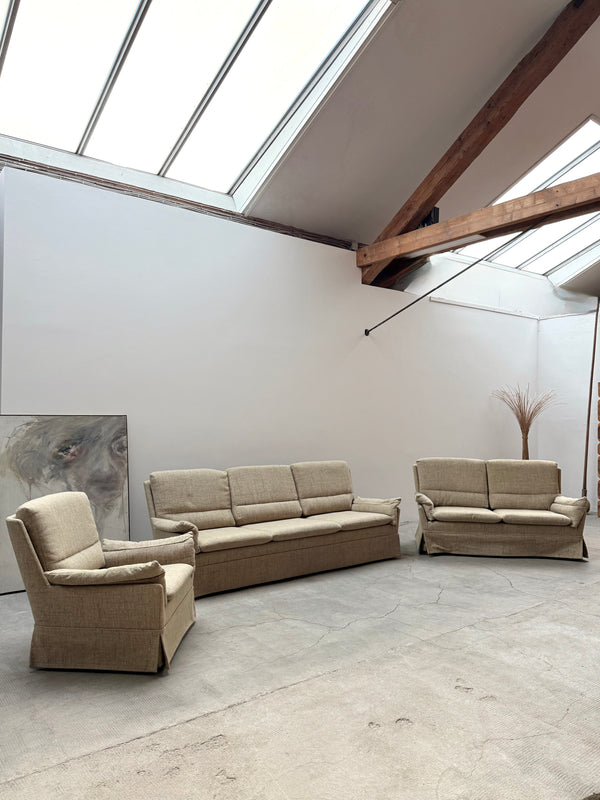 CARL STRAUB SEATING GROUP WOOL ARMCHAIR & SOFA, GERMANY 1970s