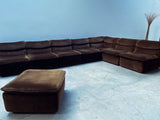 Rolf Benz Modular Sitzgruppe Sessel Sofa Samt dunkelbraun Deutschland 1970er Jahre