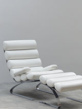 COR ‚SINUS‘ CANTILEVER LOUNGE CHAIR WHITE LEATHER CHROMED PLATED STEEL, GERMANY 1970s